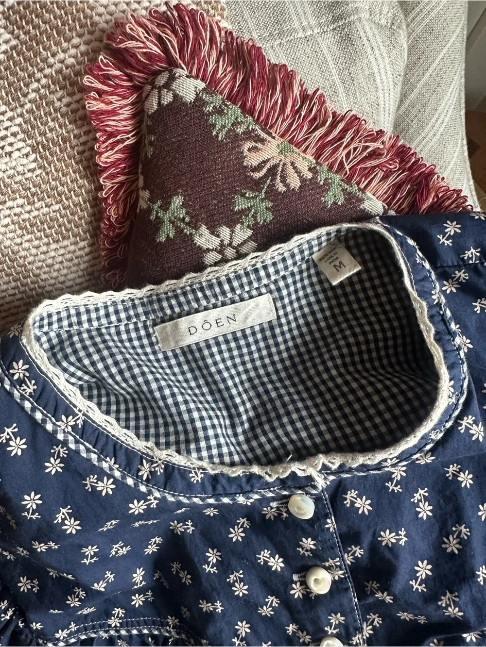 Doen Amelia Top in Indigo Calico